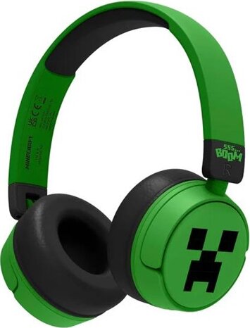 OTL MC1231 Minecraft Creeper Wireless Gyerek Fejhallgató Headset - Zöld mintás
