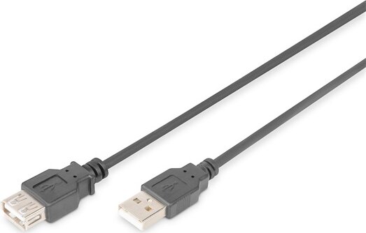 Digitus USB-A apa 2.0 - USB-A anya 2.0 hosszabbító kábel 3m - Fekete