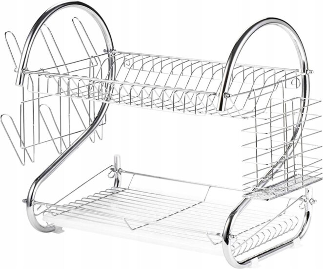 TOO KT-582 MIDI Fém Kétszintes konyhai edényszárító 25 x 52 x 38 cm - Inox