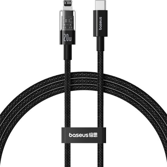 Baseus Gem USB-C apa - Lightning apa Adat és gyorstöltő kábel 1m - Fekete