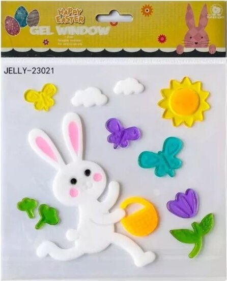 Nyuszi kosárral ablakzselé 20 x 25 cm