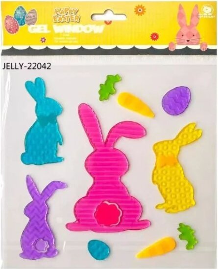 Színes nyulak ablakzselé 20 x 25 cm