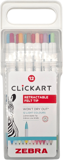 Zebra ClickArt Filctoll készlet - Vegyes színek (12 db / csomag)