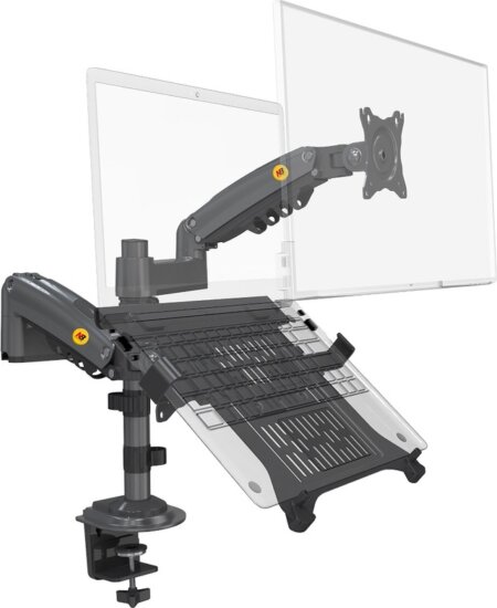 North Bayou H180FP 17"-27" TV / Monitor asztali tartó kar laptop állvánnyal - Fekete