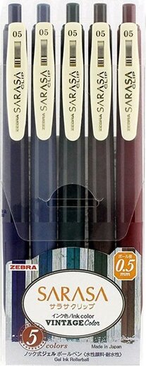 Zebra Sarasa Clip Vintage Zseléstoll Készlet - Vegyes színek (5db / csomag) Zebra Sarasa Clip Vintage Zseléstoll Készlet - Vegyes színek (5db / csomag)