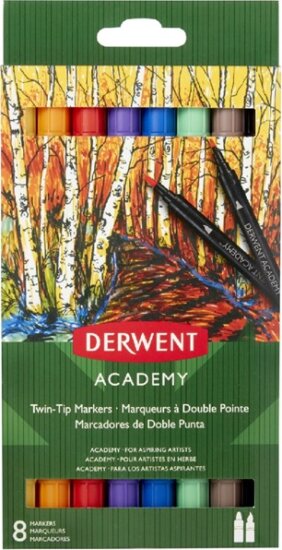 Derwent Academy Kétoldalas Filctoll készlet - Vegyes színek (8 db / csomag)