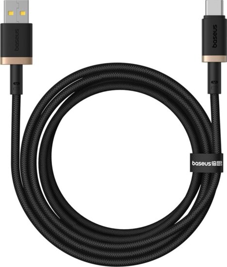 Baseus Dura USB-A apa - USB-C apa Adat és gyorstöltő kábel 2m - Fekete/Arany