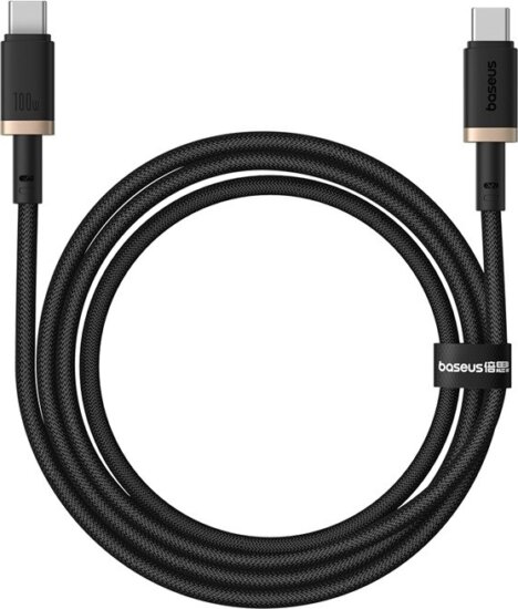 Baseus Dura USB-C apa - USB-C apa Adat és gyorstöltő kábel 1m - Fekete/Arany