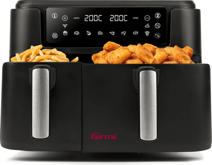 Girmi FG26 AirFryer Forrólevegős sütő 3,5L + 5,5L 2400 Watt - Fekete