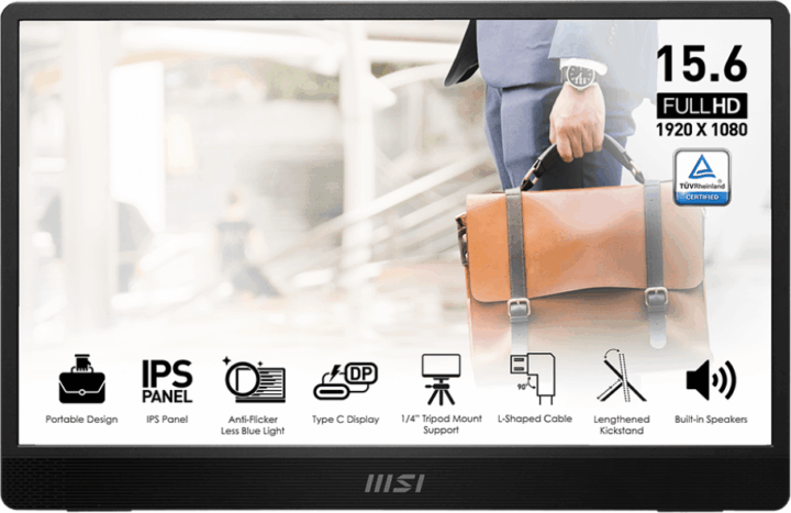 MSI 15.6" PRO MP161 E2U 16:9 FHD IPS Hordozható Monitor - Fekete