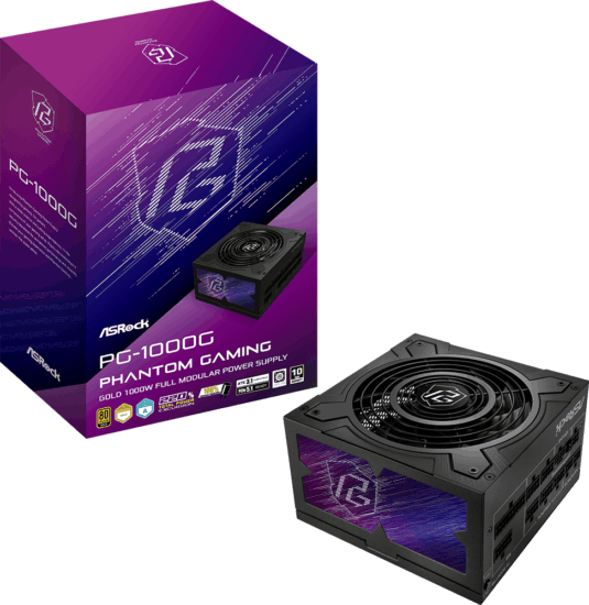 AS-Rock 1000W Phantom Gaming 80+ Gold Moduláris Tápegység - Fekete