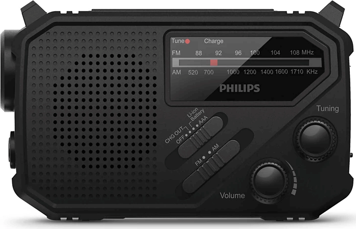 Philips TAR1609/00 Akkus hordozható FM/AM Zsebrádió elemlámpa funkcióval - Fekete