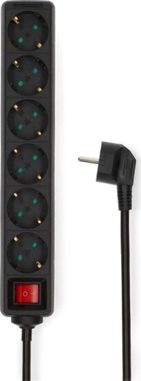 Nedis ESOC630F2BK 3680W/16A Hálózati elosztó 6 aljzatos 3m - Fekete