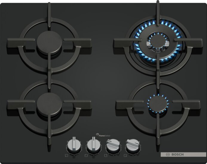 Bosch PPH6A6I10 Beépíthető 4 zónás Gáz főzőlap - Fekete