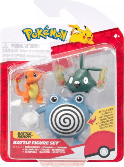 Pokémon 3 db-os gyűjthető figura csomag - Charmander/Trubbish/Poliwhirl