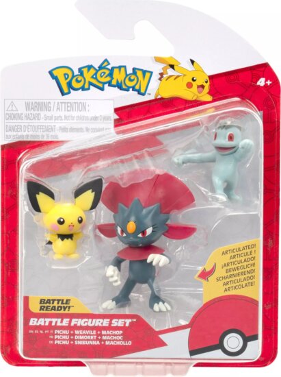 Pokémon 3 db-os gyűjthető figura csomag - Pichu/Machop/Weavile