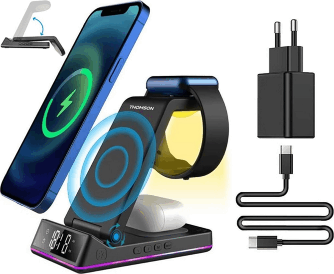 Thomson CL750IS Ébresztőóra és Telefontöltő - Fekete