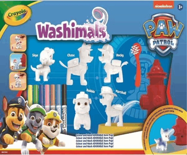 Crayola Washimals Kimosható Mancs őrjárat figura matricákkal (5 db/csomag)
