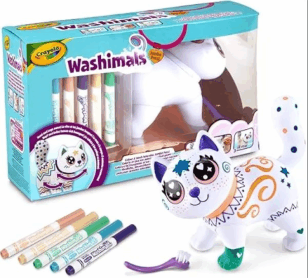 Crayola Washimals Kimosható óriás cica figura 5db filctollal 15 cm