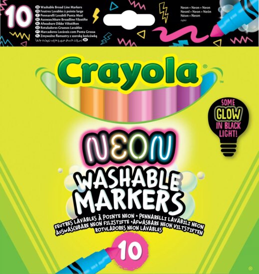 Crayola Washable Markers Lemosható filctollkészlet - Neon színek (10 db / csomag)