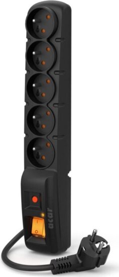 Acar F5 5 AC Túlfeszültség védő elosztó 5 aljzatos 1,5m - Fekete
