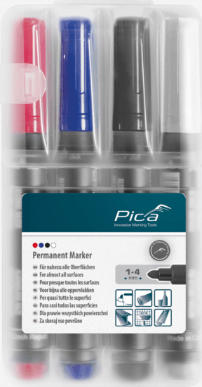 Pica permanent Marker 1-4mm - Vegyes színek (4db/csomag)