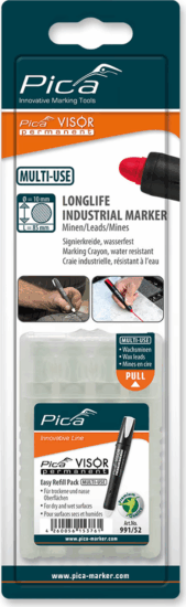 Pica VISOR SB permanent jelölőkréta utántöltő 10mm - Fehér (4db/csomag)