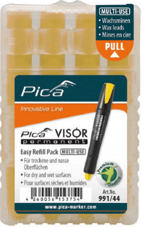 Pica VISOR permanent jelölőkréta utántöltő 10mm - Sárga (4db/csomag)