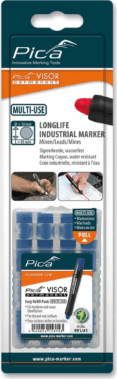 Pica VISOR SB permanent jelölőkréta utántöltő 10mm - Kék (4db/csomag)