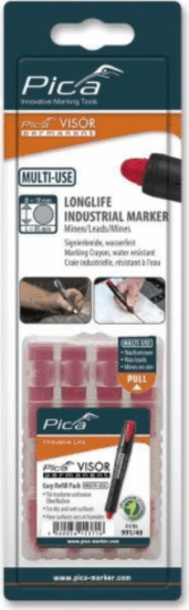 Pica VISOR SB permanent jelölőkréta utántöltő 10mm - Piros (4db/csomag)