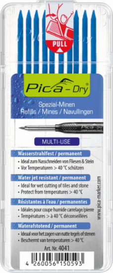 Pica DRY Vízálló Jelölőkréta betét 2.8mm - Kék (10db/csomag)