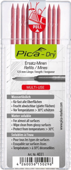 Pica DRY Jelölőkréta betét 2.8mm - Piros (10db/csomag)