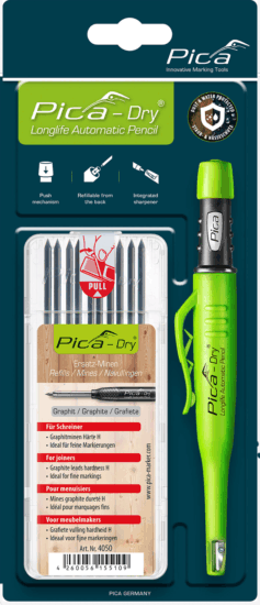 Pica DRY "2B" Asztalos Grafitceruza készlet utántöltő heggyel és beépített hegyezővel - Zöld