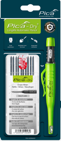 Pica DRY "2B" Jelölő Grafitceruza készlet utántöltő heggyel és beépített hegyezővel - Zöld