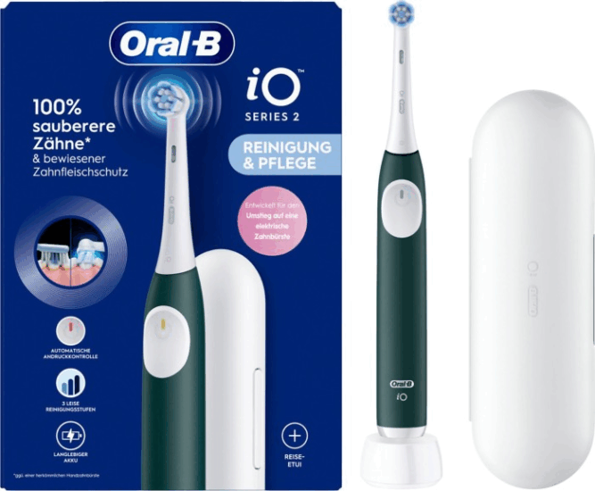 Oral-B iO Series 2 Magnetikus Elektromos Fogkefe tokkal - Zöld Oral-B iO Series 2 Magnetikus Elektromos Fogkefe tokkal - Zöld