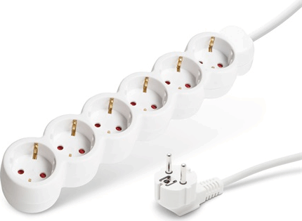 Delight 20212 250V hálózati elosztó 6 aljzatos 5m - Fehér