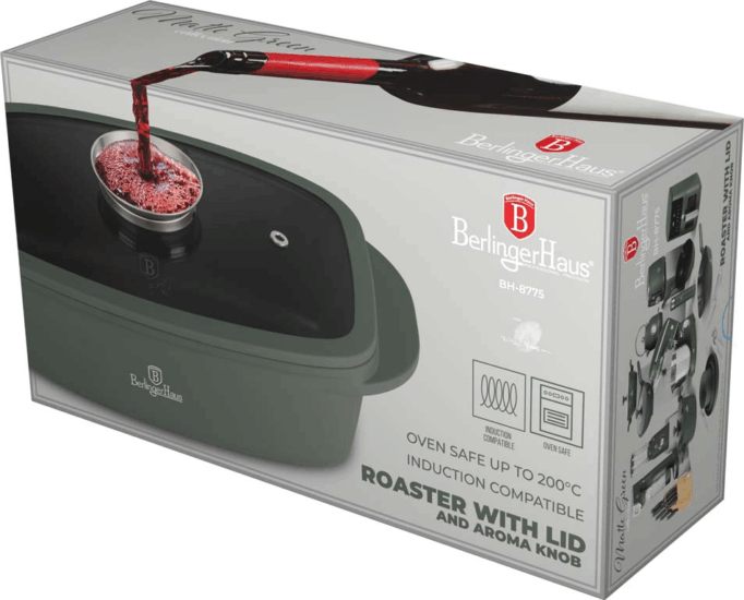 Berlinger Haus BH/8775 Pecsenyesütő fedővel és aroma gombbal 6L - Zöld
