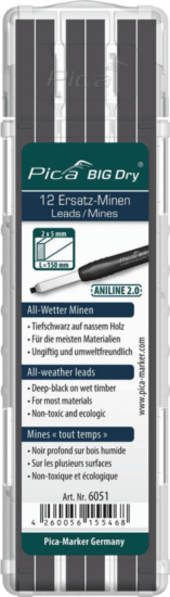 Pica 6051 Big Dry Aniline 2,0 Asztalos ceruza utántöltő szett 5mm - Grafit