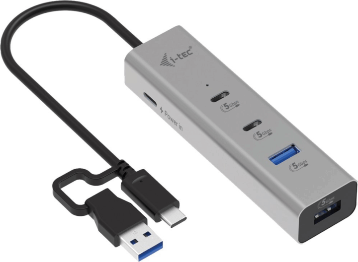 I-Tec CAHUBMETAL2A2CPD Multifunkciós Univerzális USB-A/C 3.2 4-port HUB 85W