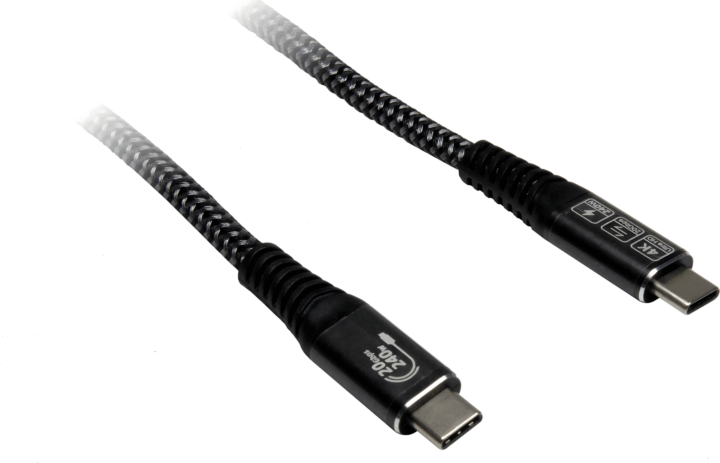Inter Tech 88885672 USB-C apa - USB-C apa 3.2 Adat és töltőkábel 240W 3m - Fekete