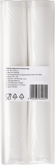 Huslog AK-540234 Vákuumfólia 28 cm x 300 cm (2db / csomag)