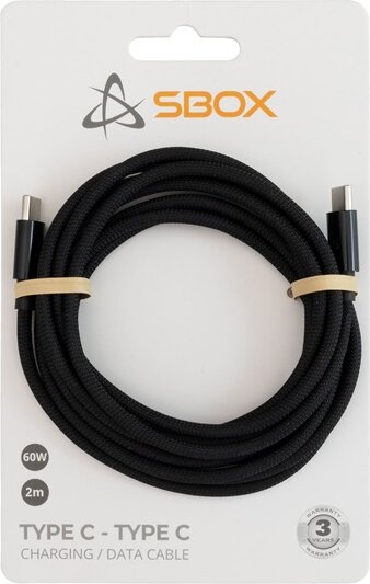 SBOX TYPEC-2-B USB-C apa - USB-C apa Adat- és Töltőkábel 60W 2m - Fekete