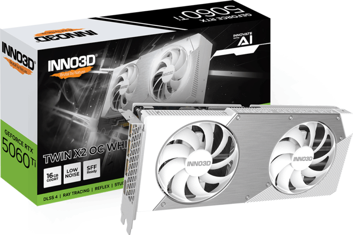 Inno3D GeForce RTX 5060 TI 16GB GDDR7 Twin X2 OC Videókártya - Fehér