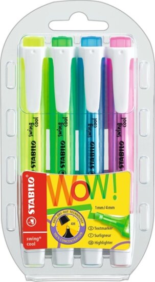 Stabilo Swing Cool 1-4mm Szövegkiemelő készlet - Vegyes színek (4 db / csomag)