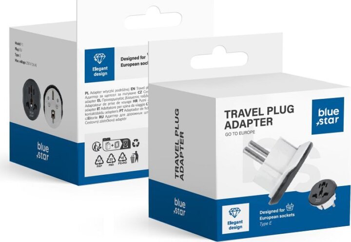 Bluestar BS281587 Univerzális -> EU Utazó Adapter - Fehér