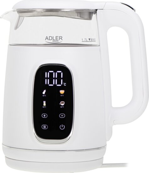 Adler AD 1305 1.7L Vízforraló 2200 Watt - Fehér/Ezüst