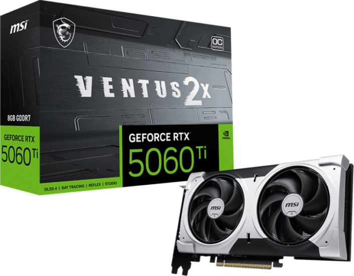 MSI GeForce RTX 5060 TI 8GB GDDR7 Ventus 2X OC Plus Videókártya