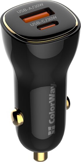 ColorWay CW-CHA046PD-BK USB-A + USB-C Autós gyorstöltő 60W - Fekete
