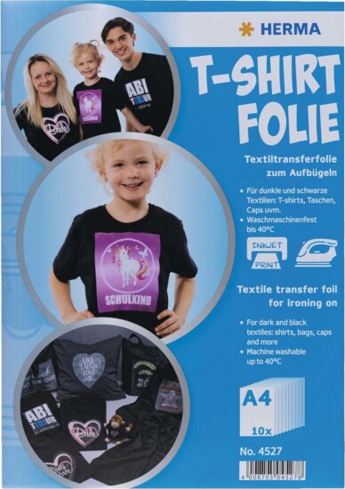 Herma T-Shirt A4 Textilre Vasalható Fólia Sötét Színű Textilekhez - (10 db / csomag)