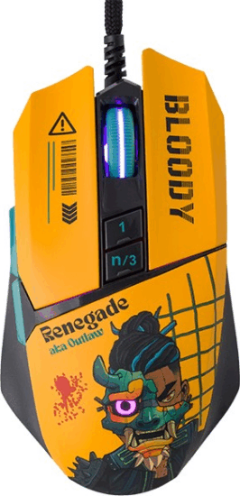 A4Tech Bloody W63 Max Renegade Midnight Vezetékes Gaming Egér - Sárga Mintás A4Tech Bloody W63 Max Renegade Midnight Vezetékes Gaming Egér - Sárga Mintás